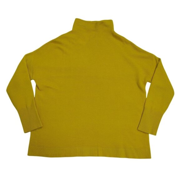 Chelsea & Theodore Yellow Ribbed Turtleneck Sweater S/P Viscose Blend Womens NWT - Picture 1 of 7